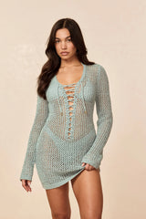 Corossol Mini Dress - Light Slate Petit Crochet