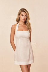 Montserrat Mini Dress - White Linen