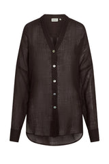 Barcelona Tunic - Espresso Crinkle Linen