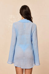 Grenada Tunic - Sky Crinkle Linen
