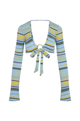 Montego Crop Top - Sardinia Stripe Azure