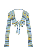 Montego Crop Top - Sardinia Stripe Azure
