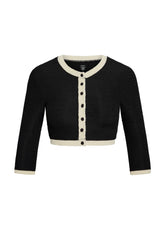 Crete Swim Cardi - Black/Ivory Crinkle
