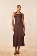 Montserrat Dress - Espresso Linen