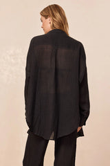 Barcelona Tunic - Black Crinkle Linen