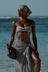 St. Tropez Sarong - Black Gingham Crinkle Linen