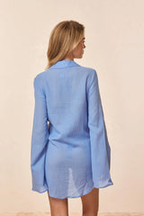 Grenada Tunic - Azure Crinkle Linen