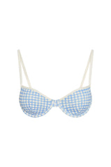 Capri Top Colorblock - Sky Gingham