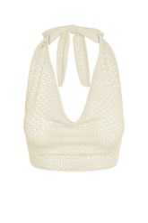 Bula Cowl Neck Top - Ivory Lace Crochet