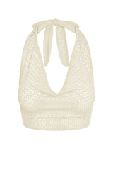 Bula Cowl Neck Top - Ivory Lace Crochet
