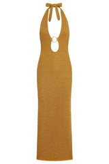 Montego Halter Dress - Antique Gold Lurex Lace Crochet