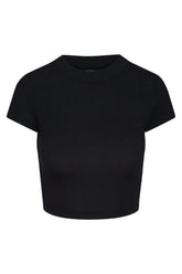Ojai Tee Crop - Black Lightweight Rib