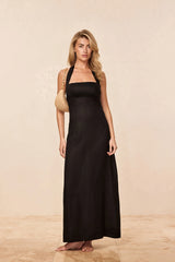 Montserrat Dress - Black Linen