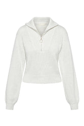 Lisbon Quarter Zip Sweater - White