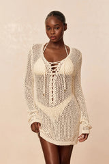 Corossol Mini Dress - Ivory Petit Crochet