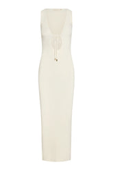 Monte Carlo Tie Dress - Ivory Knit Rib