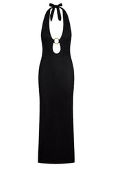 Montego Halter Dress - Black Lace Crochet