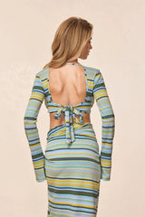 Montego Crop Top - Sardinia Stripe Azure