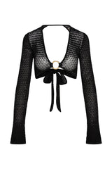 Montego Crop Top - Black Lace Crochet
