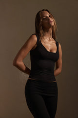 Tash Tank Long - Black Rib
