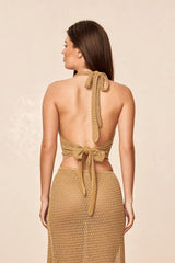 Toulon Top Lined - Antique Gold Lace Crochet
