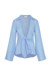 Grenada Tunic - Sky Crinkle Linen
