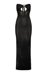 Montego Bandeau Dress - Black Lace Crochet