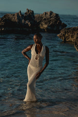 Monte Carlo Tie Dress - Ivory Petit Crochet