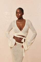 Madrid Wrap Top - Ivory Lace Crochet