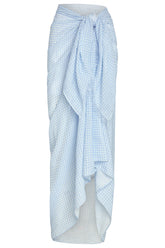 St. Tropez Sarong - Sky Gingham Crinkle Linen
