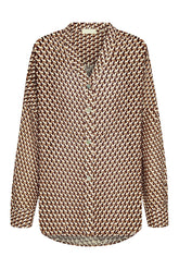 Barcelona Tunic - Husk Geo Crinkle Linen