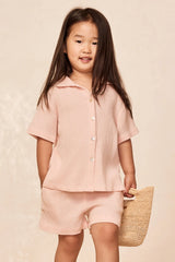 Pacific Beach Shirt Kids - Powder Pink Crinkle
