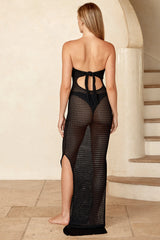 Montego Bandeau Dress - Black Lace Crochet