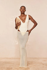 Fitted Fontelina Midi Skirt - Ivory Treble Knit