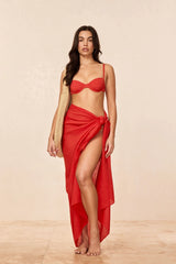 St. Tropez Sarong - Chili Pepper Crinkle Linen