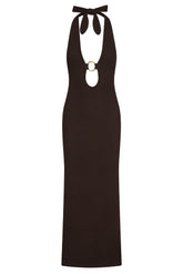 Montego Halter Dress - Espresso Lace Crochet
