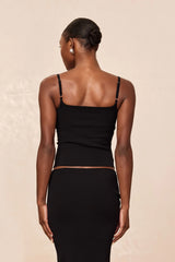 Provence Top - Black Knit Rib