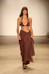 St. Tropez Sarong - Espresso Crinkle Linen