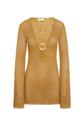Montego Mini Dress - Antique Gold Lace Crochet