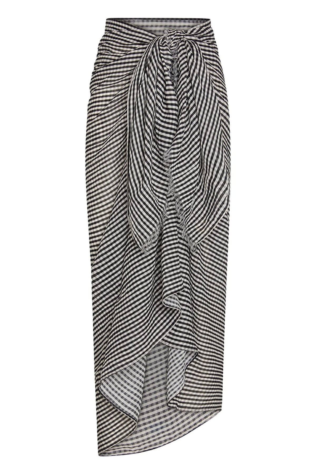 St. Tropez Sarong - Black Gingham Crinkle Linen