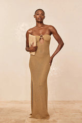 Montego Bandeau Dress - Antique Gold Lace Crochet
