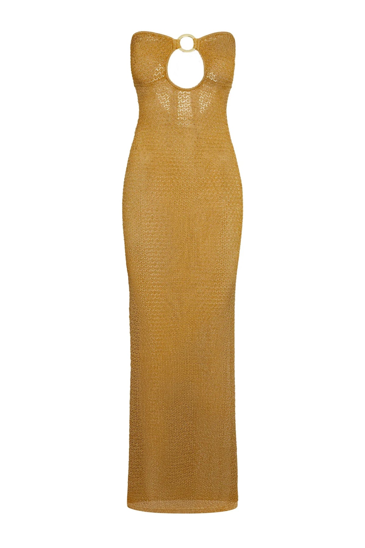 Montego Bandeau Dress - Antique Gold Lace Crochet