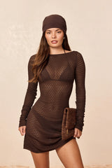 Bodrum Mini Dress - Espresso Lace Crochet