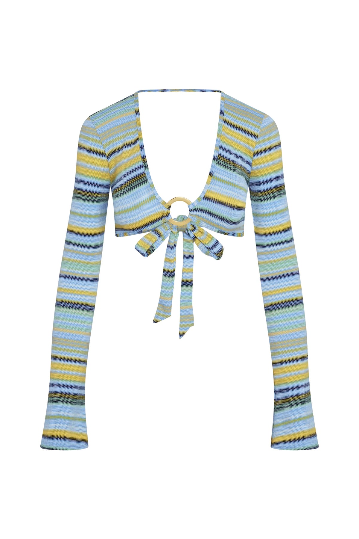 Montego Crop Top - Sardinia Stripe Azure