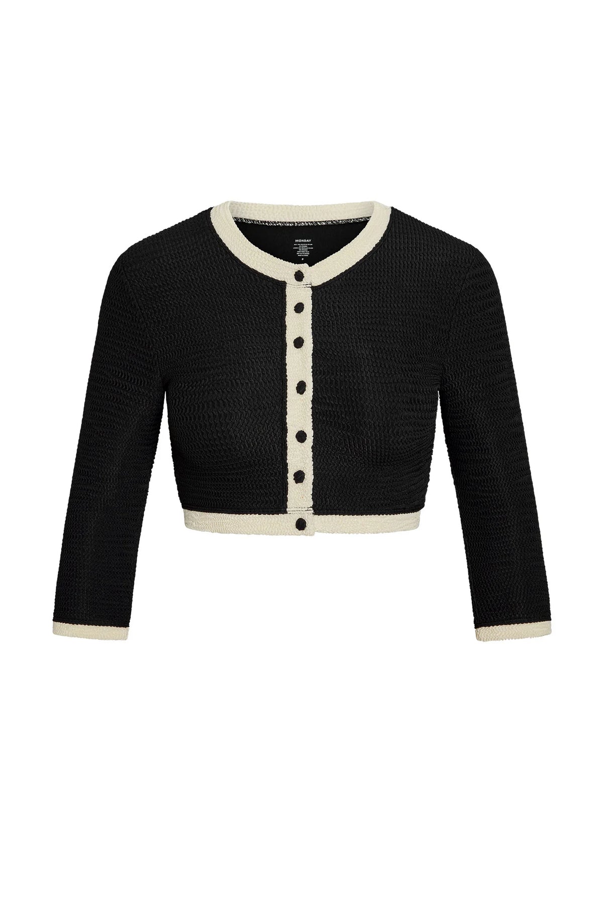 Crete Swim Cardi - Black/Ivory Crinkle