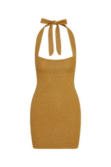 Waikiki Mini Dress - Antique Gold Lurex Lace Crochet