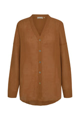 Barcelona Tunic - Caramel Crinkle Linen