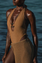 Montego One Piece - Antique Gold Lurex Rib