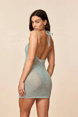 Zanzibar Mini Dress - Light Slate Petit Crochet