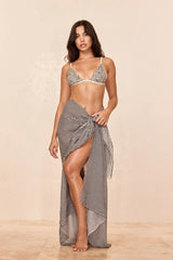 St. Tropez Sarong - Black Gingham Crinkle Linen